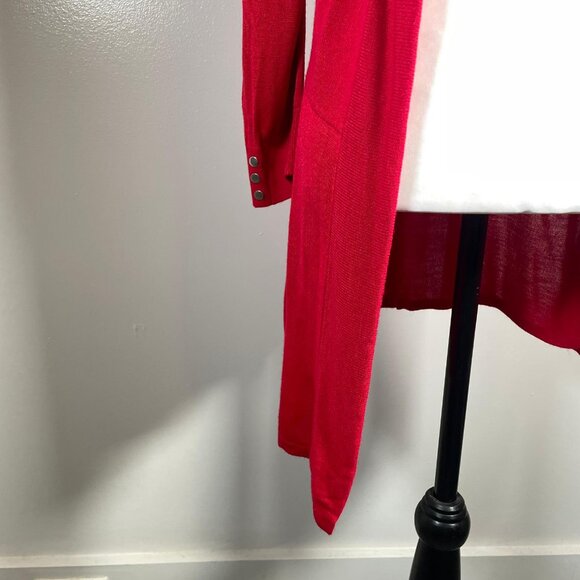 Premise Studio Red Shawl Neck Open Front 3/4 Sleeve Cardigan Sweater S - Picture 5 of 12